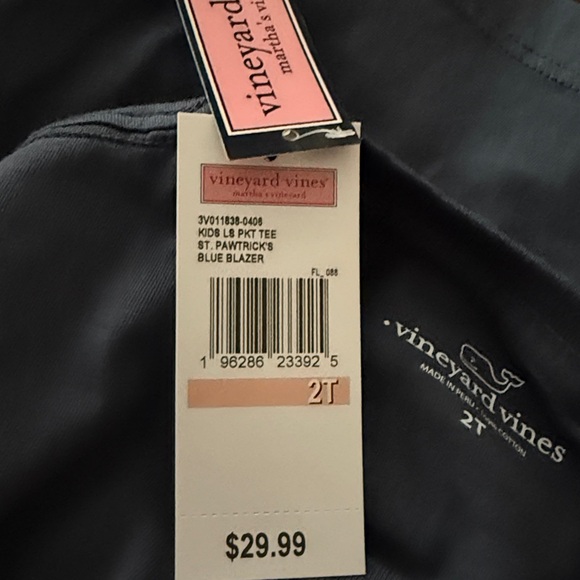 Vineyard Vines Kids Navy Long Sleeve Tee with Green Paw Print St Patrick’s Day - Picture 8 of 8